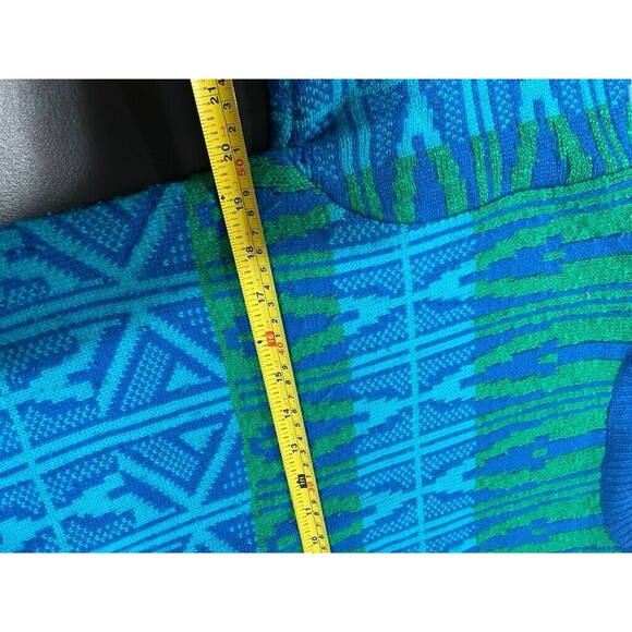 VTG Liz Claiborne Women’s Sweater Sz M Chunky Knit Blue GREEN GEOMETRIC - Picture 11 of 13